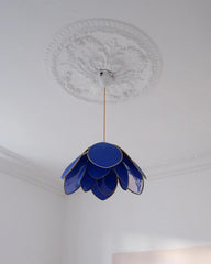Suspension Fleur double - Bleu Royal et doré