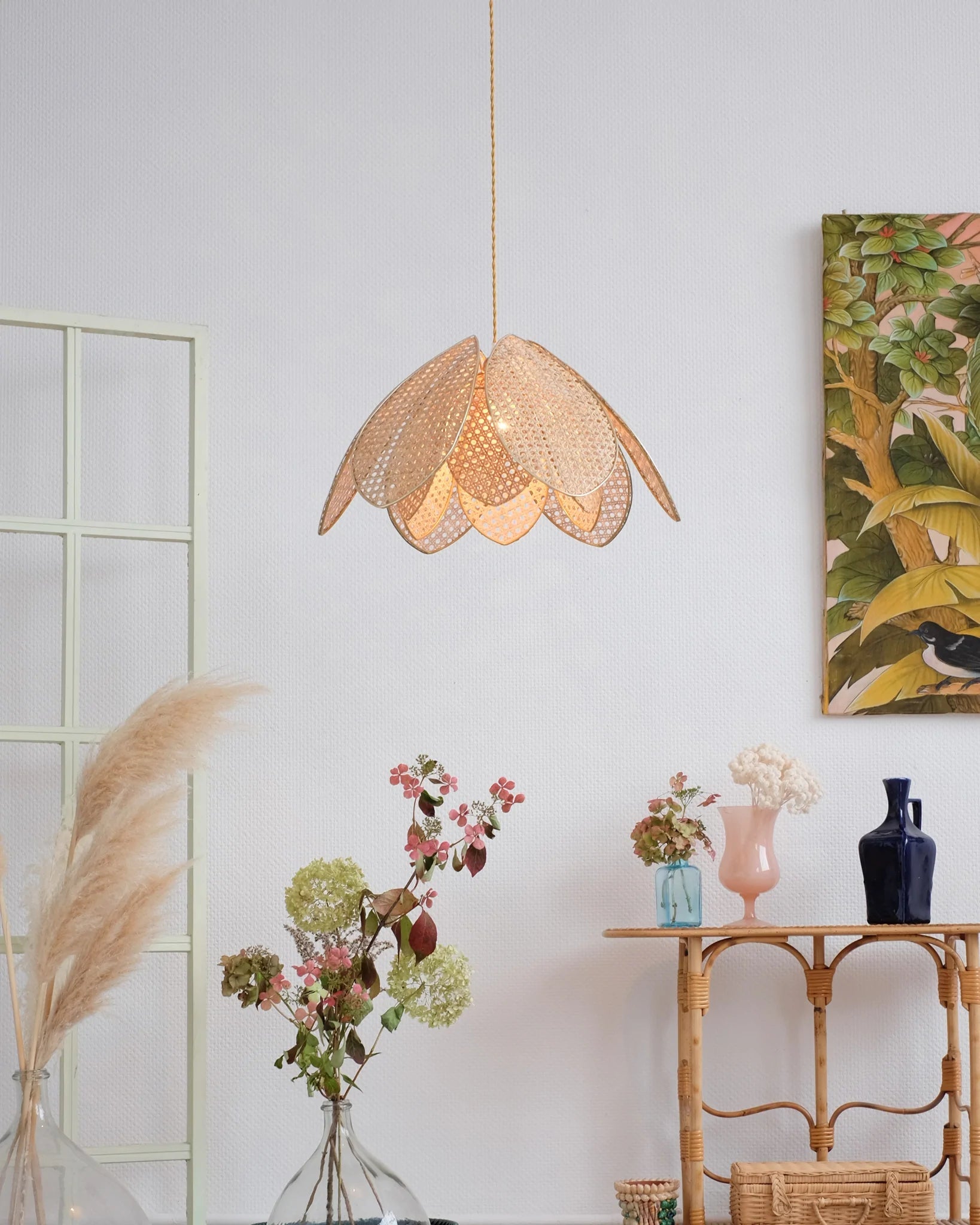 Suspension Fleur double en cannage - Silly &amp; Billy