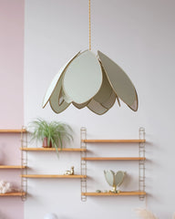 Suspension Fleur double - Eucalyptus et doré