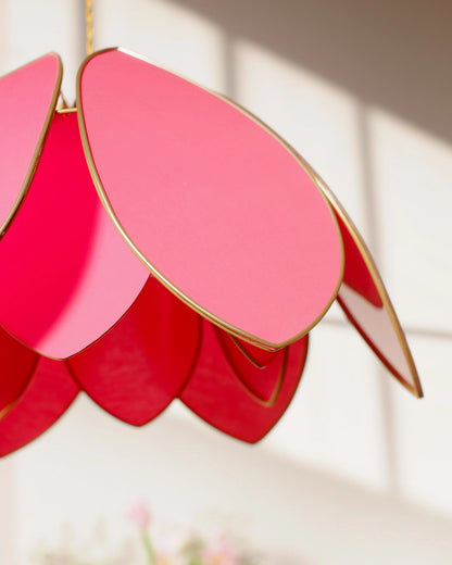 Suspension Fleur double - Flamingo et doré - Silly &amp; Billy