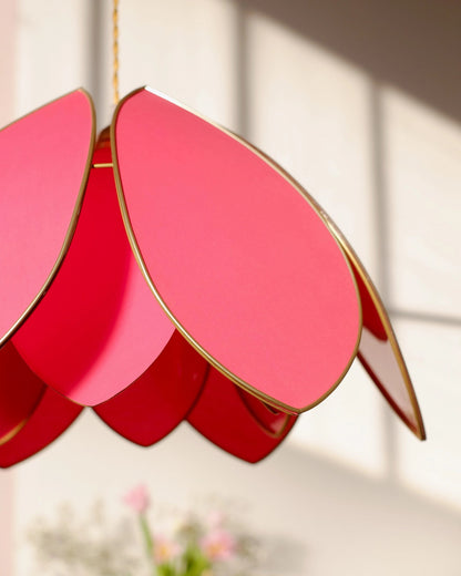 Suspension Fleur double - Flamingo et doré - Silly &amp; Billy