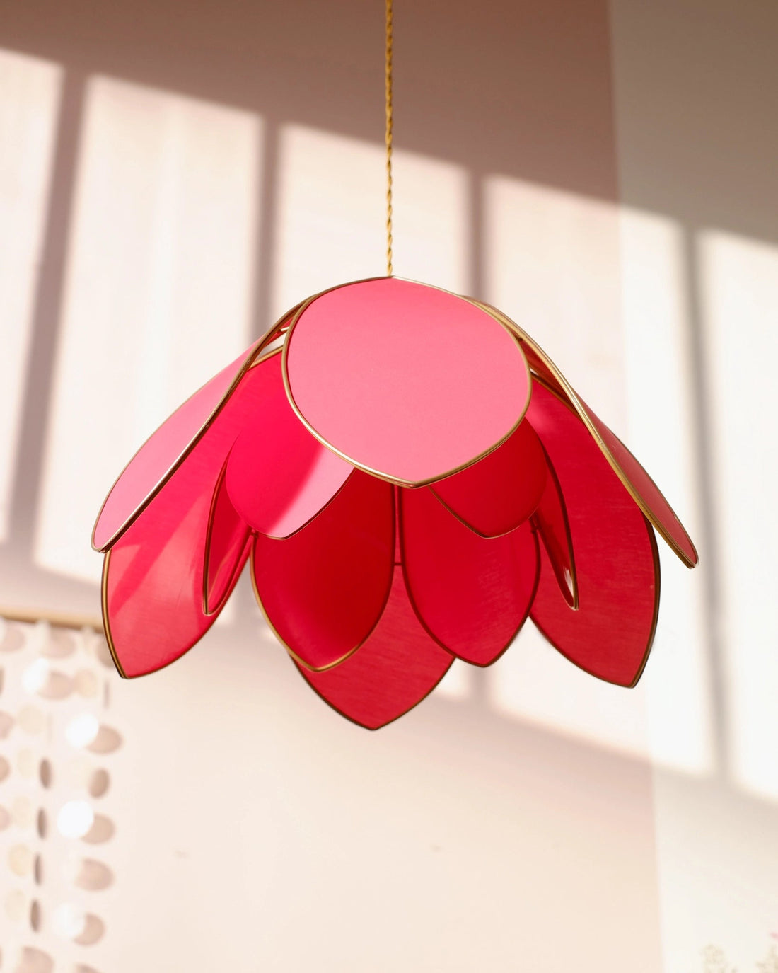 Suspension Fleur double - Flamingo et doré - Silly & Billy