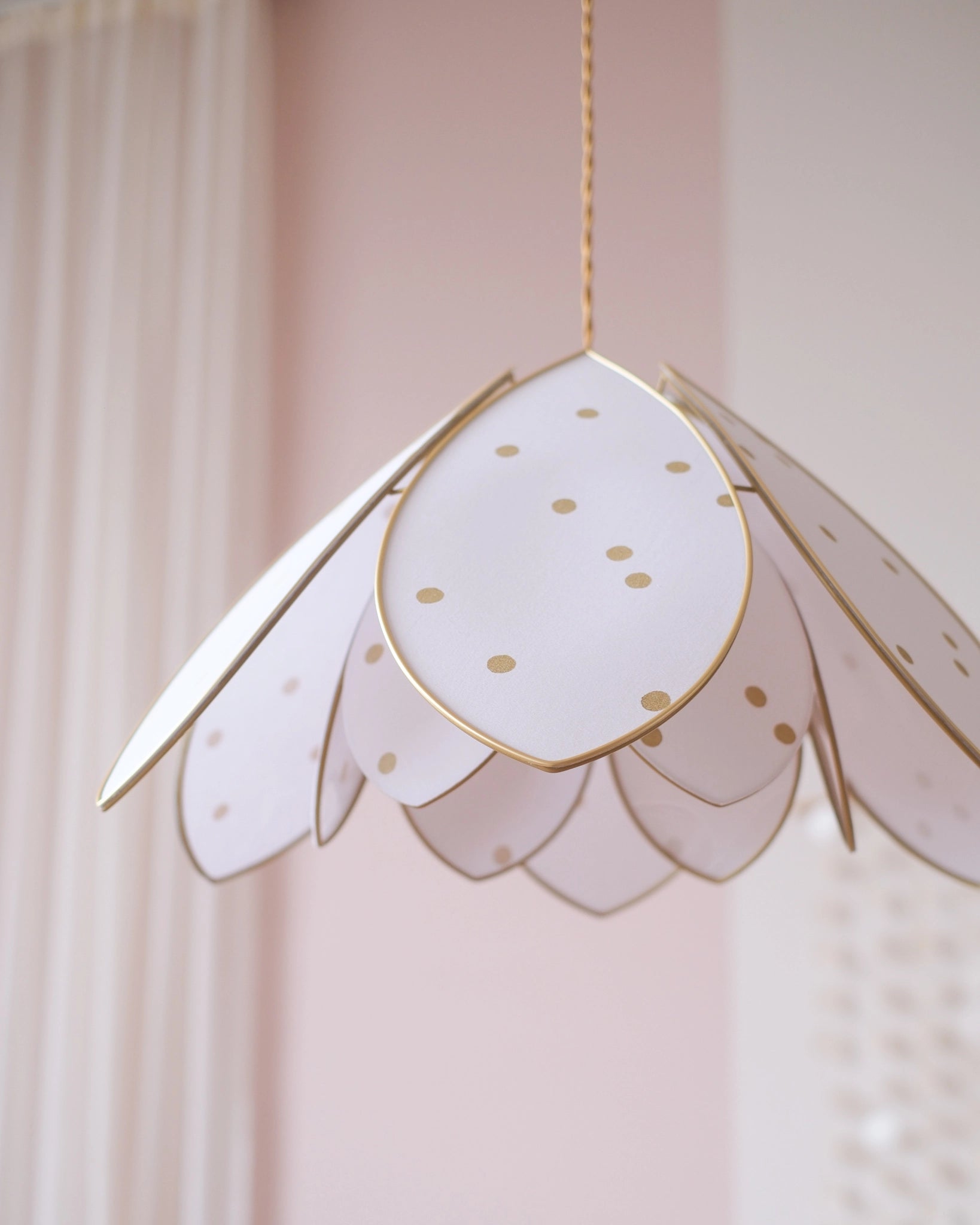 Suspension Fleur double - Pois dorés - Silly &amp; Billy