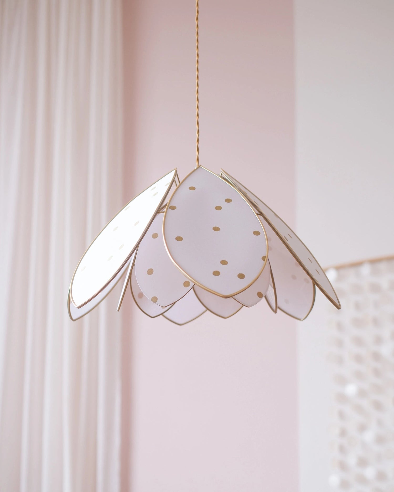 Suspension Fleur double - Pois dorés - Silly &amp; Billy