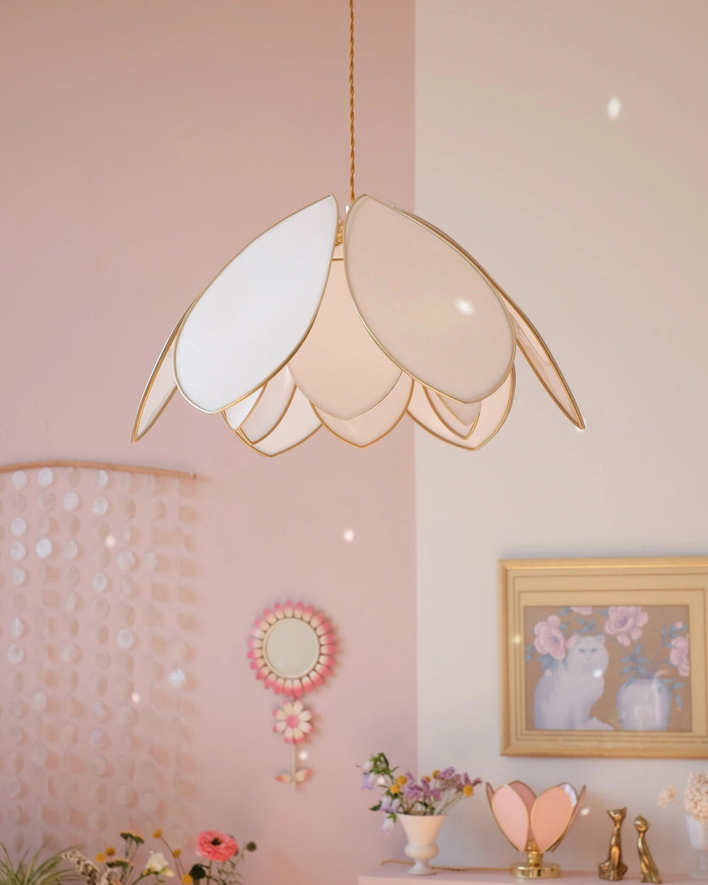 Suspension Fleur double - Rose nude