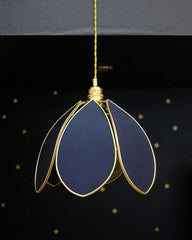 Suspension Fleur simple - Bleu nuit et doré