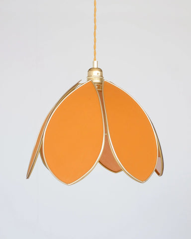 Suspension Fleur simple - Caramel et doré