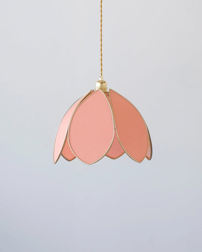 Suspension Fleur simple - Corail et doré - Silly &amp; Billy