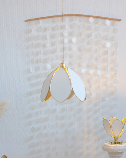 Suspension Fleur simple - Écru et intérieur doré - Silly &amp; Billy