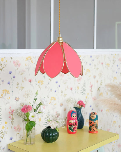 Suspension Fleur simple - Flamingo et doré - Silly &amp; Billy