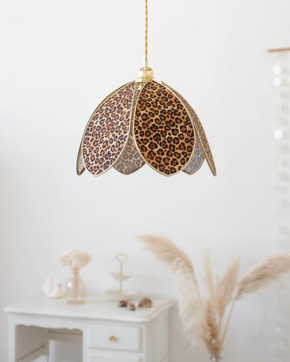 Suspension Fleur simple - Léopard et doré - Silly &amp; Billy