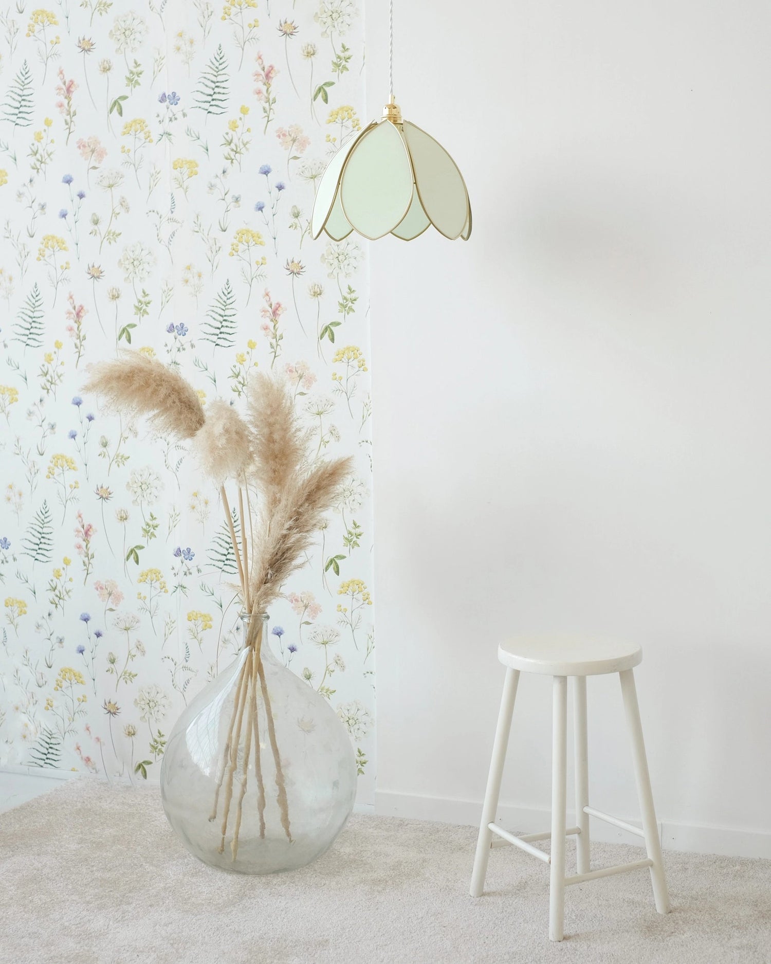 Suspension Fleur simple - Menthe fraîche et doré - Silly &amp; Billy
