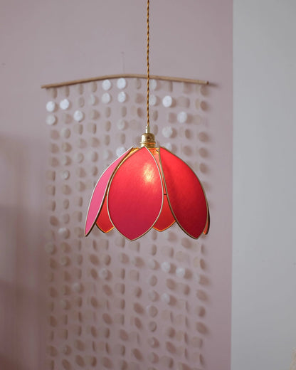 Suspension Fleur simple - Rose des bois et doré - Silly &amp; Billy