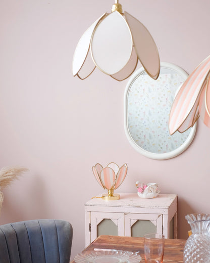 Suspension Fleur simple - Rose nude et doré - Silly &amp; Billy