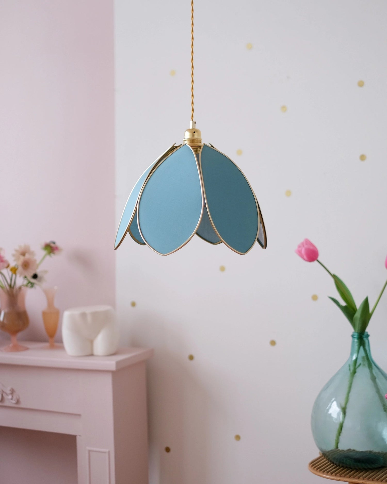 Suspension Fleur simple - Tempête et doré - Silly &amp; Billy