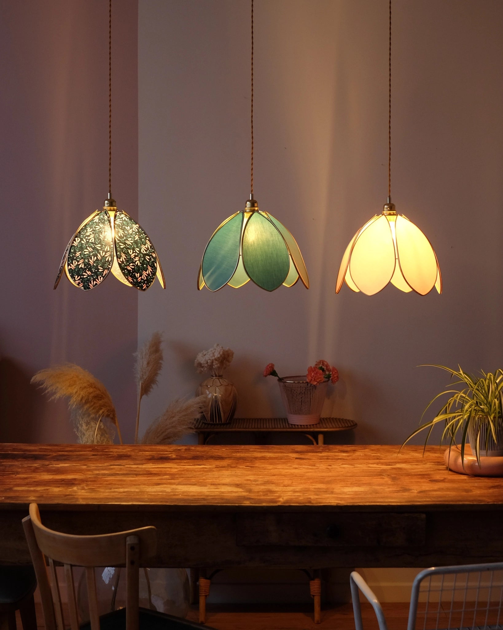 Suspension Fleur simple - Tempête et doré - Silly &amp; Billy