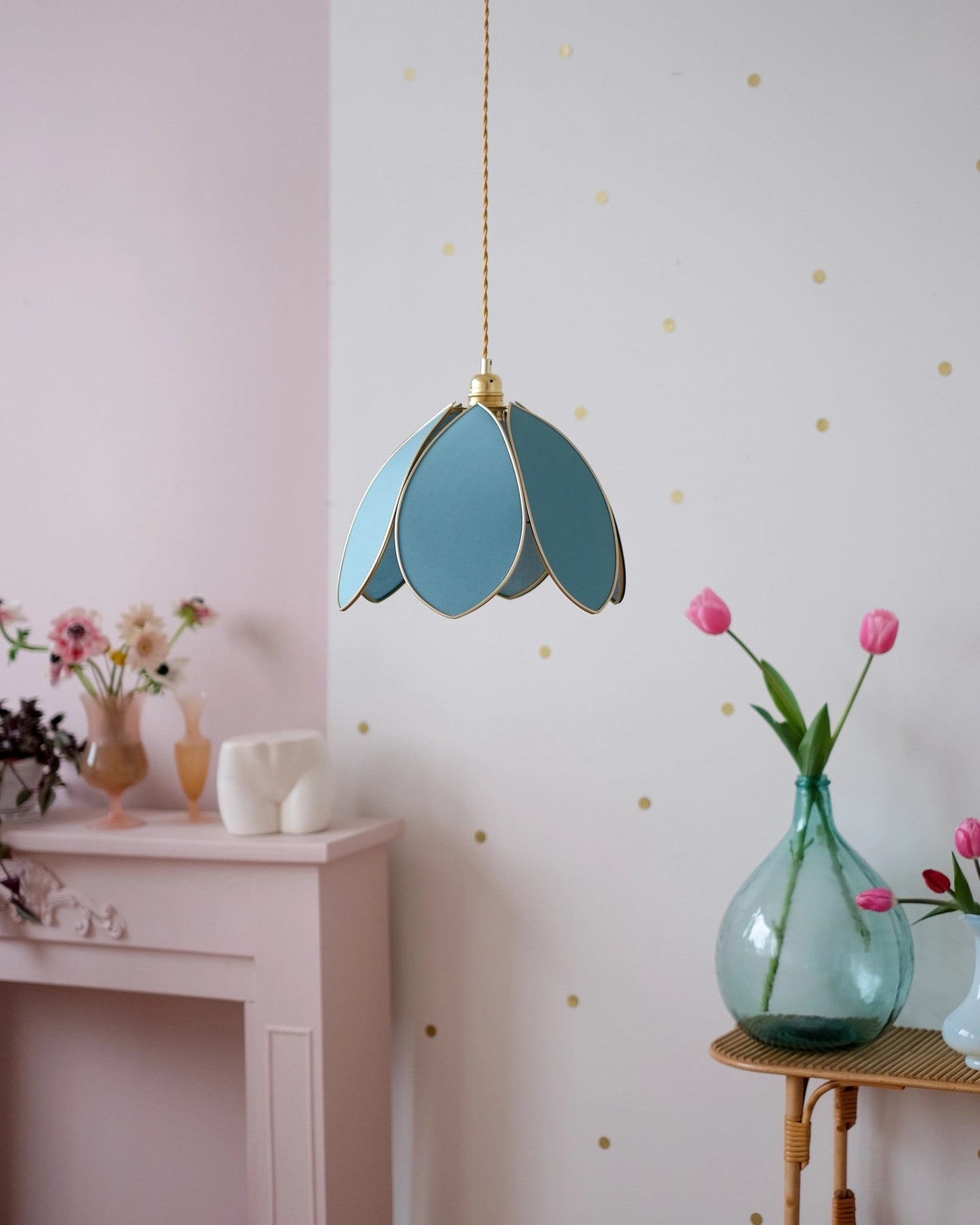 Suspension Fleur simple - Tempête et doré - Silly &amp; Billy