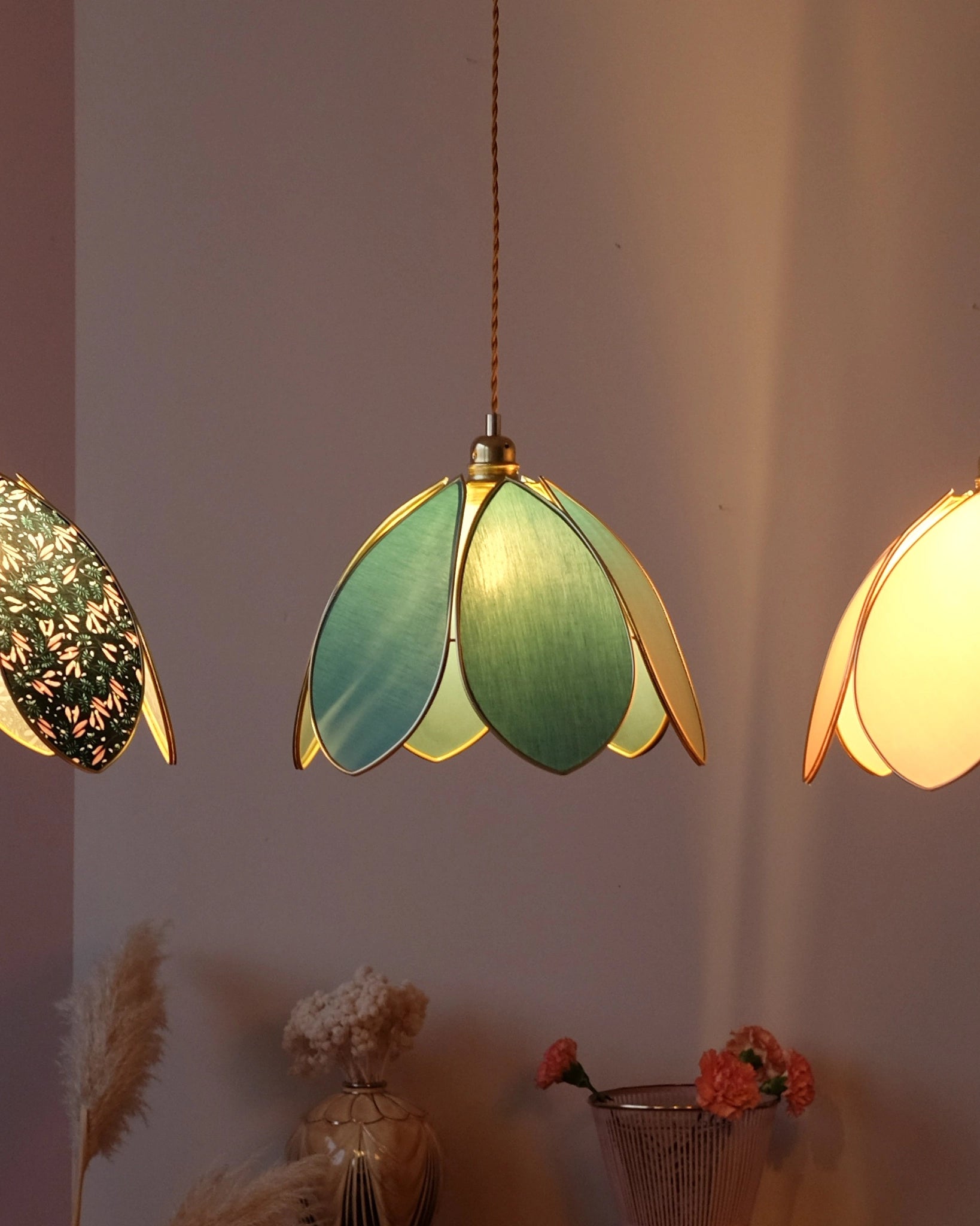 Suspension Fleur simple - Tempête et doré - Silly &amp; Billy