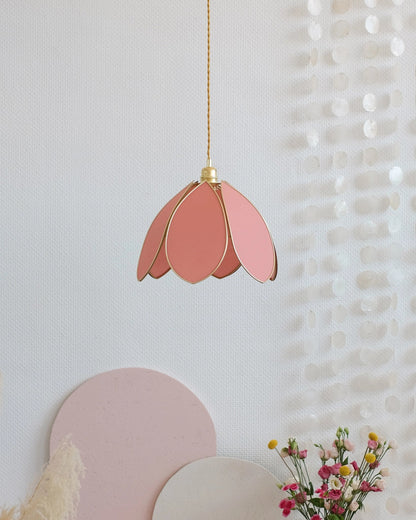 Suspension Fleur simple - Terracotta et doré - Silly &amp; Billy