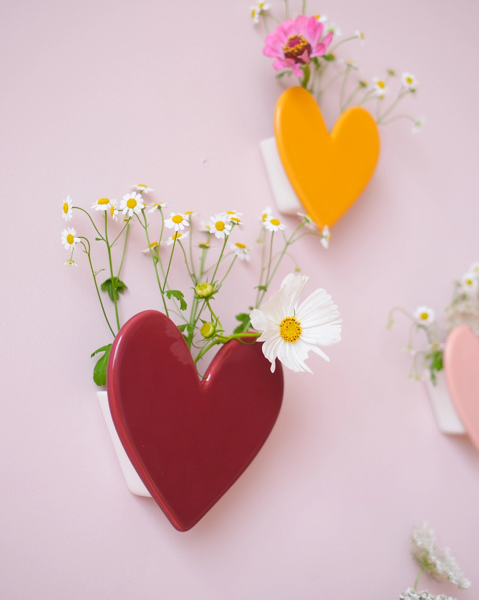 Vase mural Coeur - Grand modèle Framboise - Silly &amp; Billy