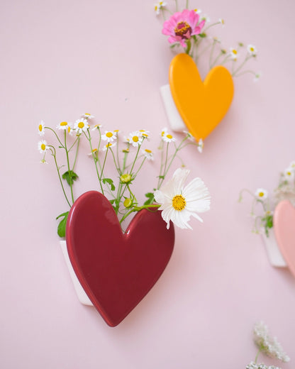 Vase mural Coeur - Grand modèle Framboise - Silly &amp; Billy