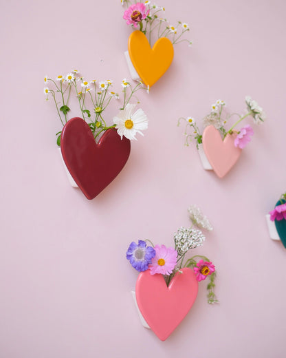 Vase mural Coeur - Grand modèle Framboise - Silly &amp; Billy