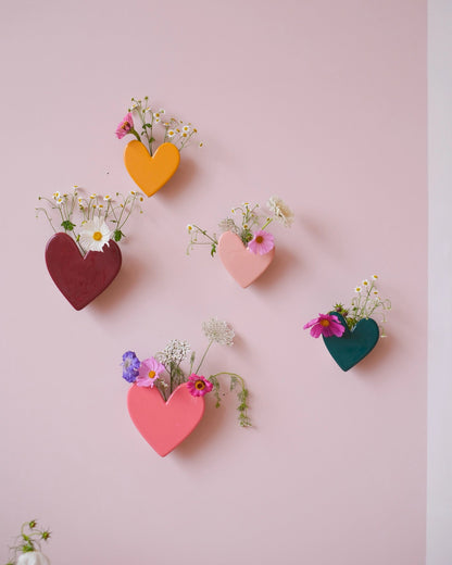 Vase mural Coeur - Grand modèle Framboise - Silly &amp; Billy