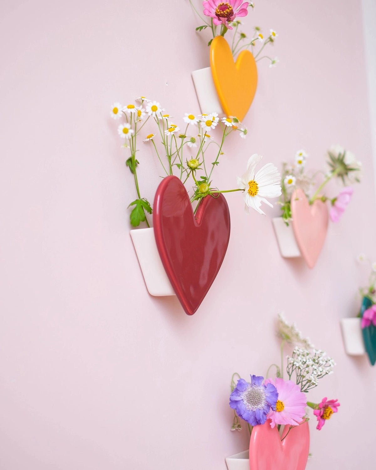 Vase mural Coeur - Grand modèle Framboise - Silly &amp; Billy