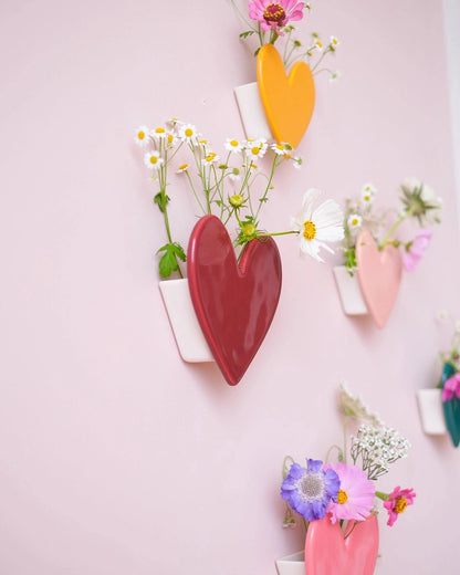 Vase mural Coeur - Grand modèle Framboise - Silly &amp; Billy