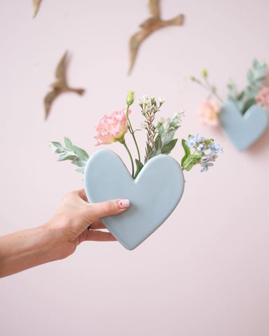 Vase mural Coeur - Grand modèle Sauge