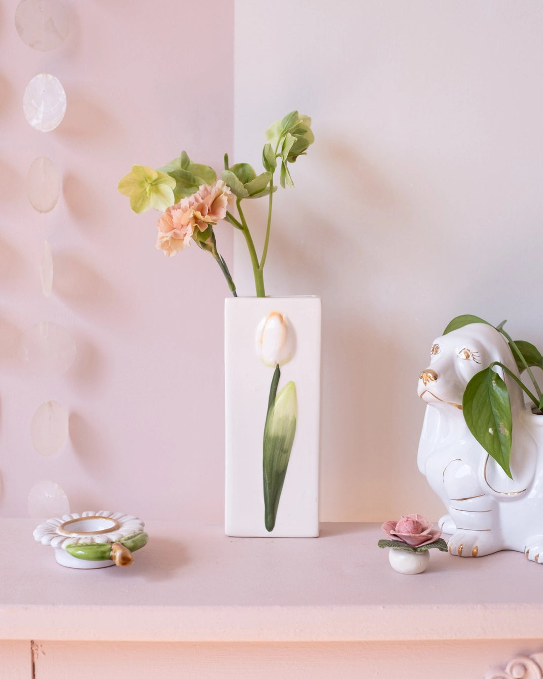 Vase mural en céramique vintage - Tulipe - Silly &amp; Billy