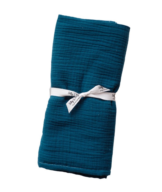 Petit lange en gaze de coton - Bleu Paon - 60x60 cm