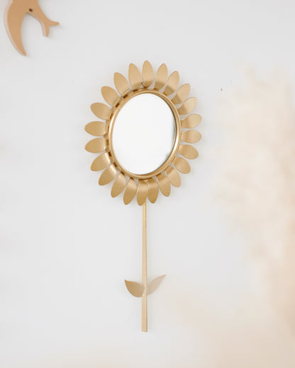Ancien miroir Fleur en métal doré