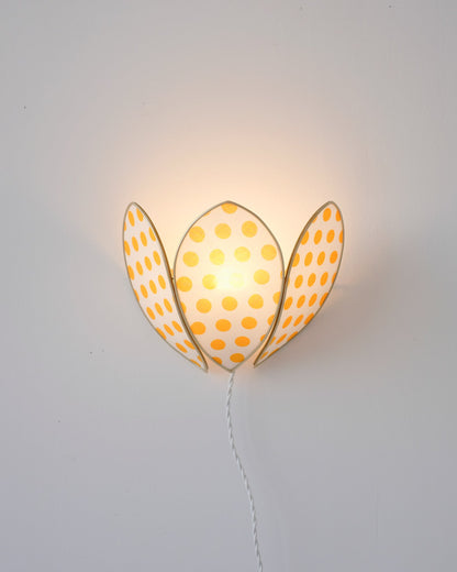 Applique Fleur Blanc à pois jaunes - Silly &amp; Billy