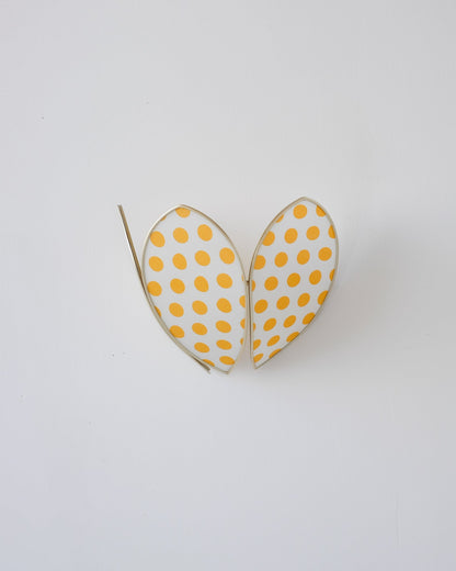 Applique Fleur Blanc à pois jaunes - Silly &amp; Billy