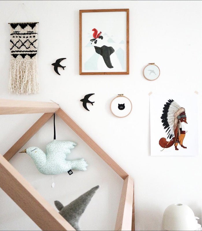 Lot de 2 hirondelles en bois - Noir - Silly &amp; Billy