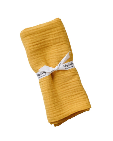 Petit lange en gaze de coton - Moutarde - 60x60 cm